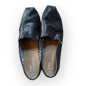 11 TOMS black glitter alpargatas
